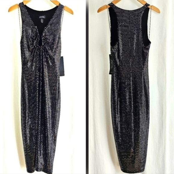 Adrianna Papell Black & Silver Sequin Sleeveless Dress - Picture 10 of 16